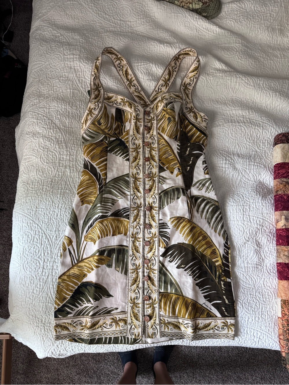 Farm Rio Off-White Trancoso Buttoned Mini Dress - Picture 9 of 11